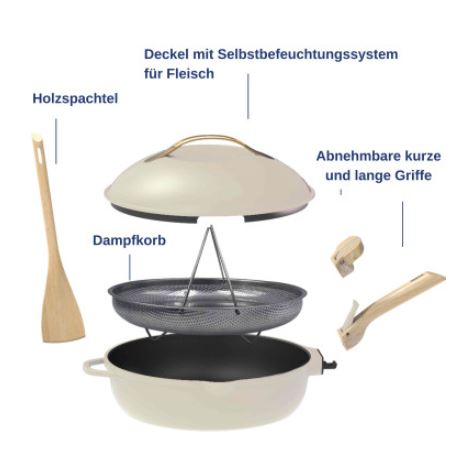 COOKUT Die fabelhafte 8-in-1-Pfanne, Meringue weiss, 28 cm