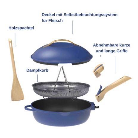COOKUT Die fabelhafte 8-in-1-Pfanne, Saphir blau, 28 cm