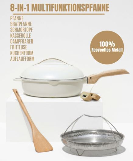 COOKUT Die fabelhafte 8-in-1-Pfanne, Meringue weiss, 28 cm