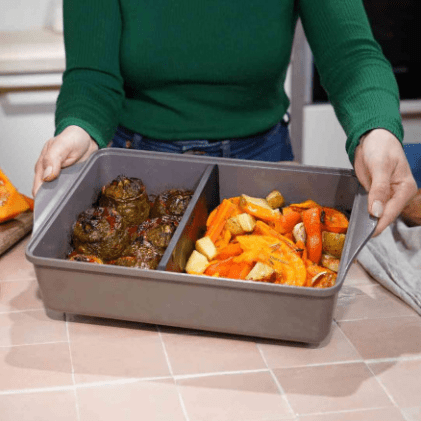 COOKUT Auflaufform mit verstellbarem Trenner, Moka braun