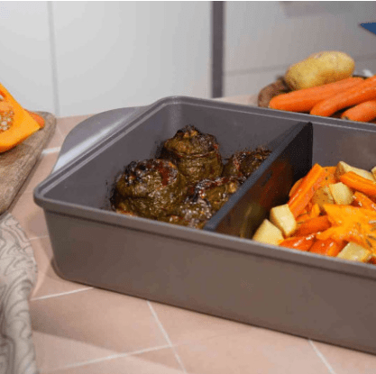 COOKUT Auflaufform mit verstellbarem Trenner, Moka braun