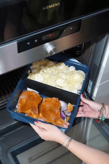 COOKUT Auflaufform mit verstellbarem Trenner, Myrtille blau