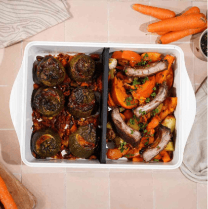 COOKUT Auflaufform mit verstellbarem Trenner, Polaire weiss