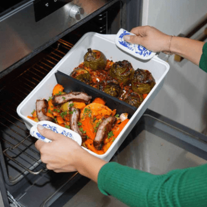 COOKUT Auflaufform mit verstellbarem Trenner, Polaire weiss