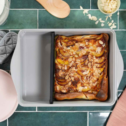 COOKUT Auflaufform mit verstellbarem Trenner, Perle grau