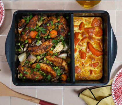 COOKUT Auflaufform mit verstellbarem Trenner, Graphite schwarz