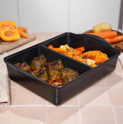 COOKUT Auflaufform mit verstellbarem Trenner, Graphite schwarz