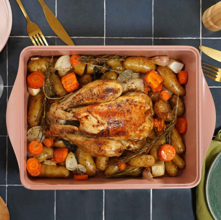 COOKUT Auflaufform mit verstellbarem Trenner, Guimauve rosa