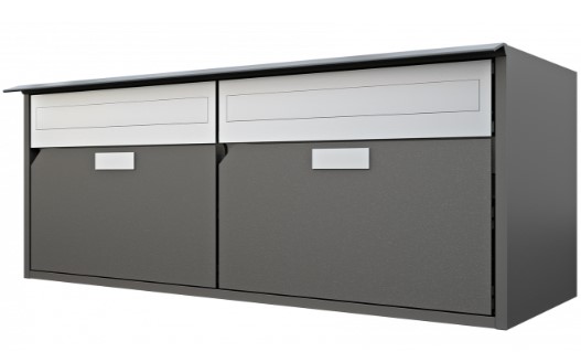 Briefkasten Alu 400 2er nebeneinander mit Regenschutz dunkelgrau metallic      IGP 71385