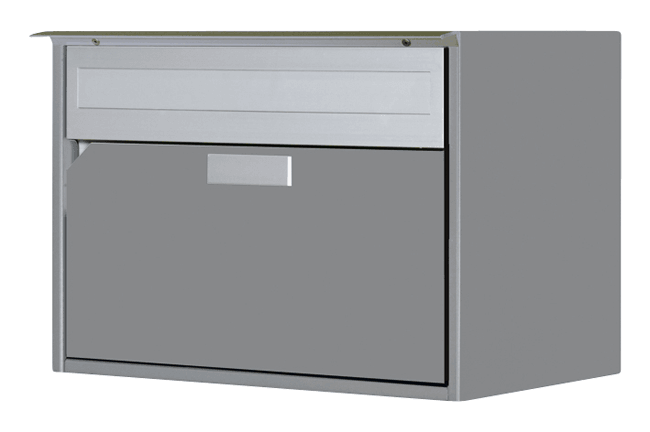 Briefkasten Alu 400 mit Regenschutzleiste graualuminium                                          RAL 9007