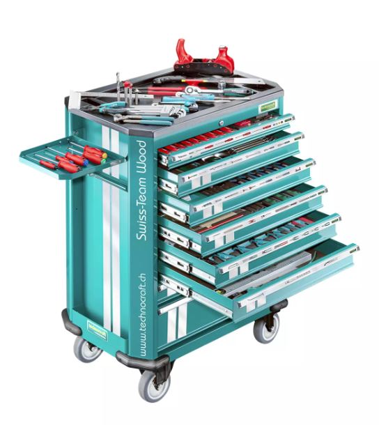 Technocraft Werkstattwagen Swiss Team Wood 282 teilig 729718