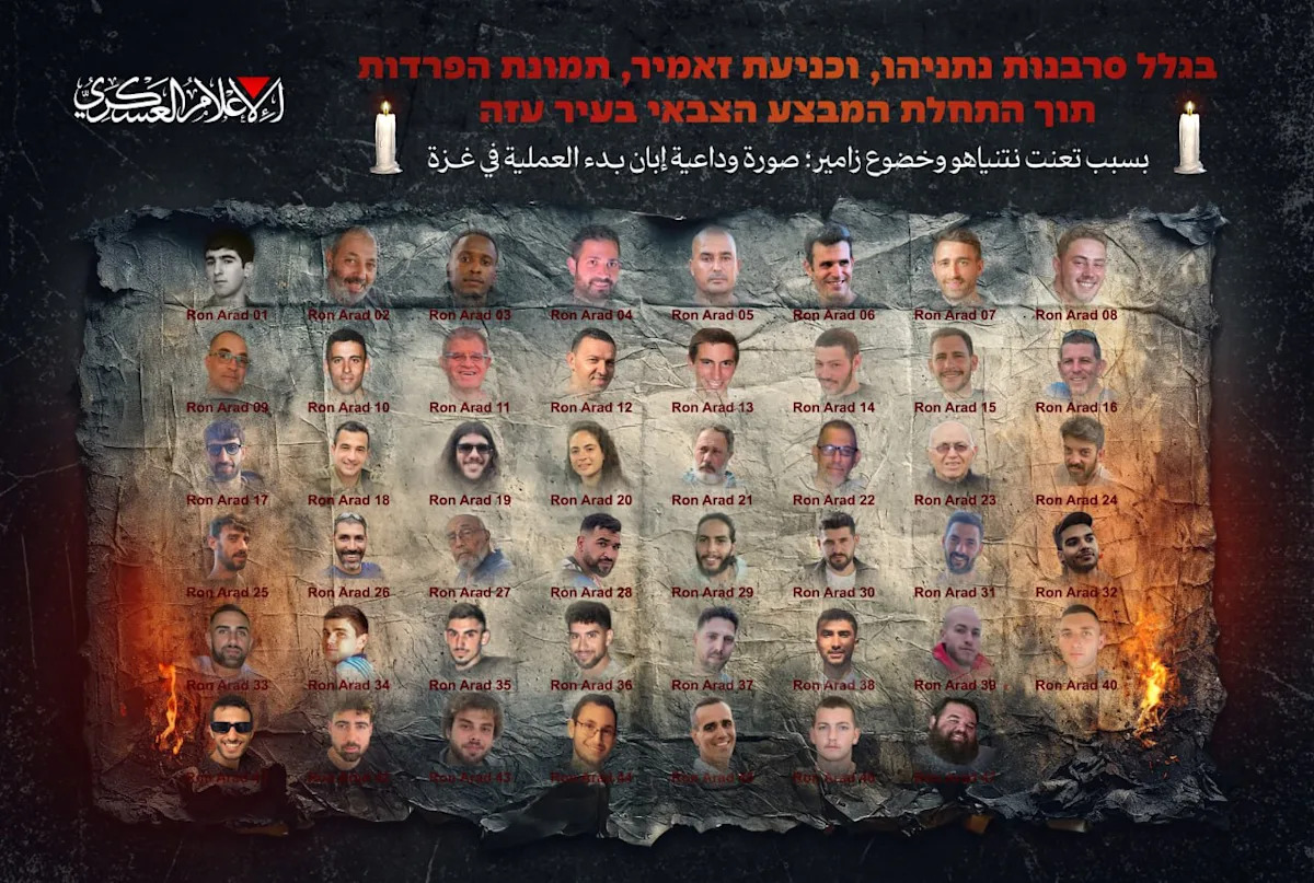 Hamas posts ‘farewell picture’ of 48 captives as Israel destroys Gaza City Hamas posts ‘farewell picture’ of 48 captives as Israel destroys Gaza City